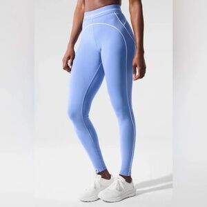 Alo Yoga Leggings Airbrush High Waist Heart Throb SMALL Blue/White NEW